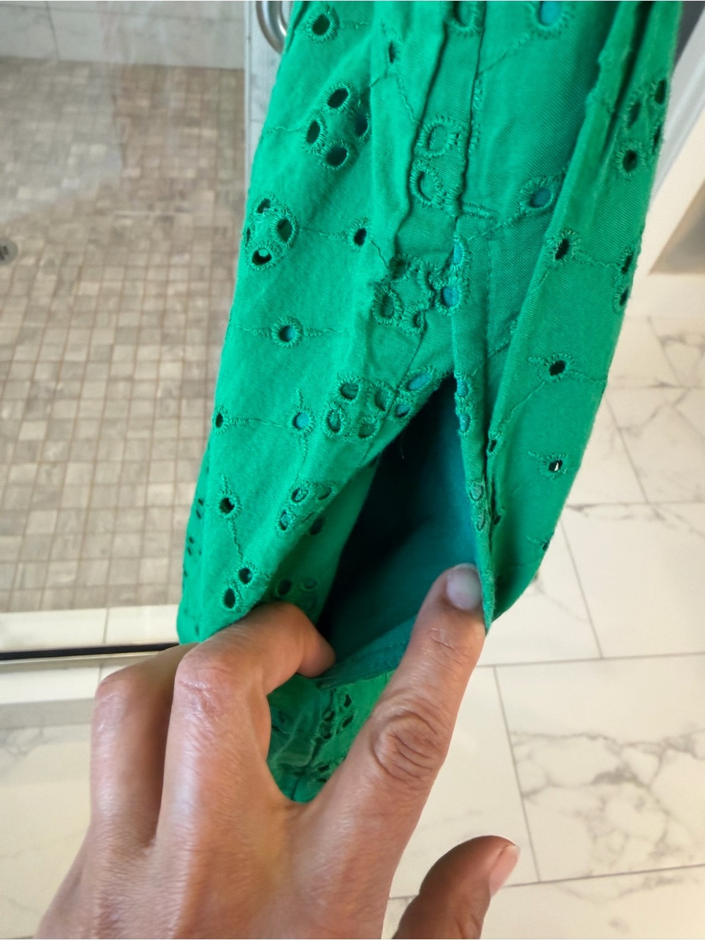 J. Crew Kelly Green Eyelet Sleeveless Button-Front Mini Dress - Picture 4 of 6